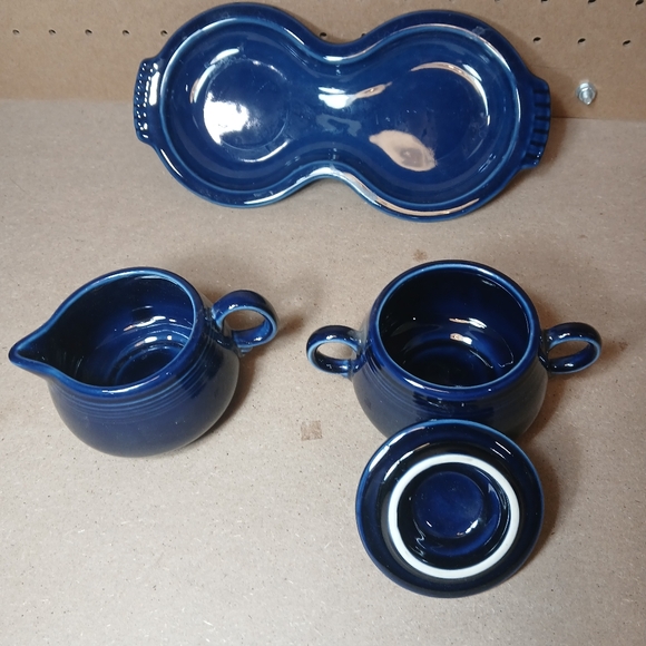 Fiesta Creamer & Sugar Set Figure 8 Tray Cobalt Blue Fiestaware HLC - Picture 5 of 6